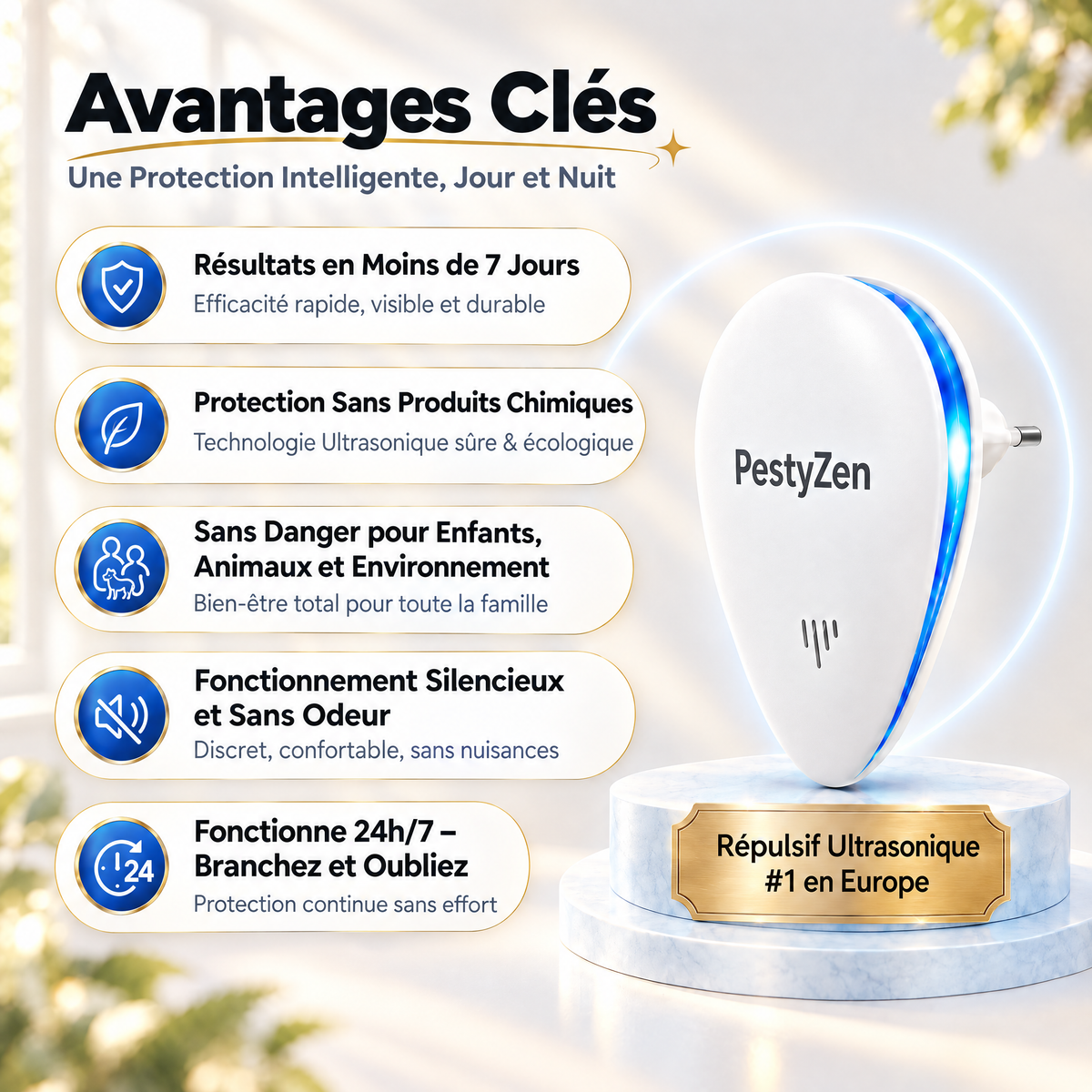 PestyZen – Répulsif ultrasons anti-nuisibles